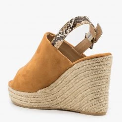 Refresh Newest Arrivals Snake Print Strap Espadrille Wedges