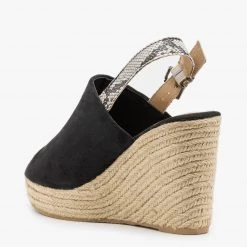 Refresh Newest Arrivals Snake Print Strap Espadrille Wedges