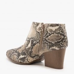 Qupid Shoes Newest Arrivals Snake Print Triangle Cut Out Ankle Booties
