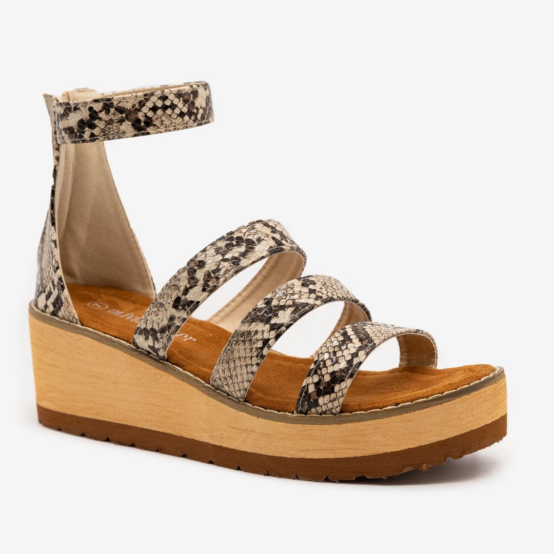 Olivia Miller Snake Print Triple Strap Wedges Newest Arrivals 2 Olivia Miller Snake Print Triple Strap Wedges Newest Arrivals