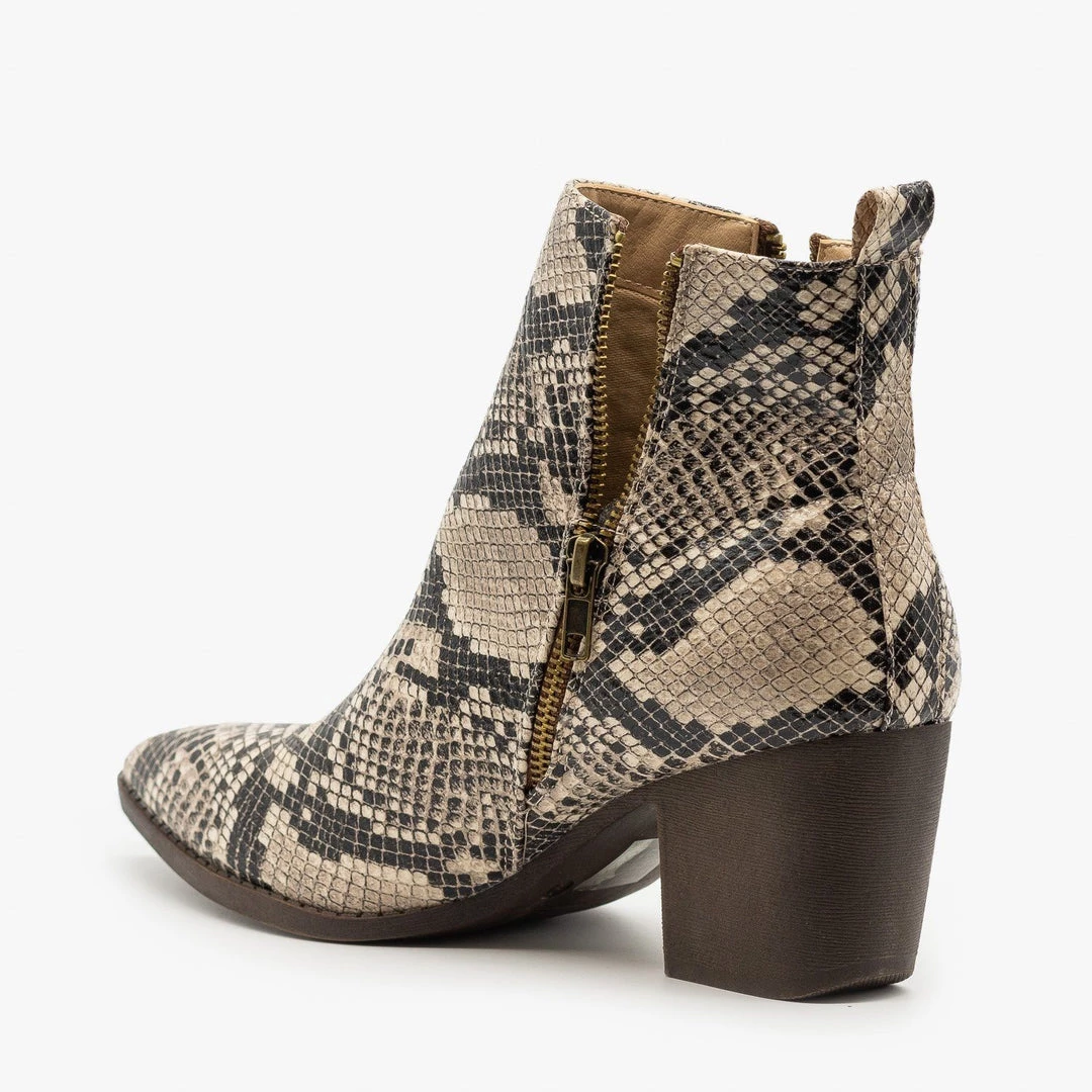 Mata Snake Side Zippered Booties 2 Mata Snake Side Zippered Booties
