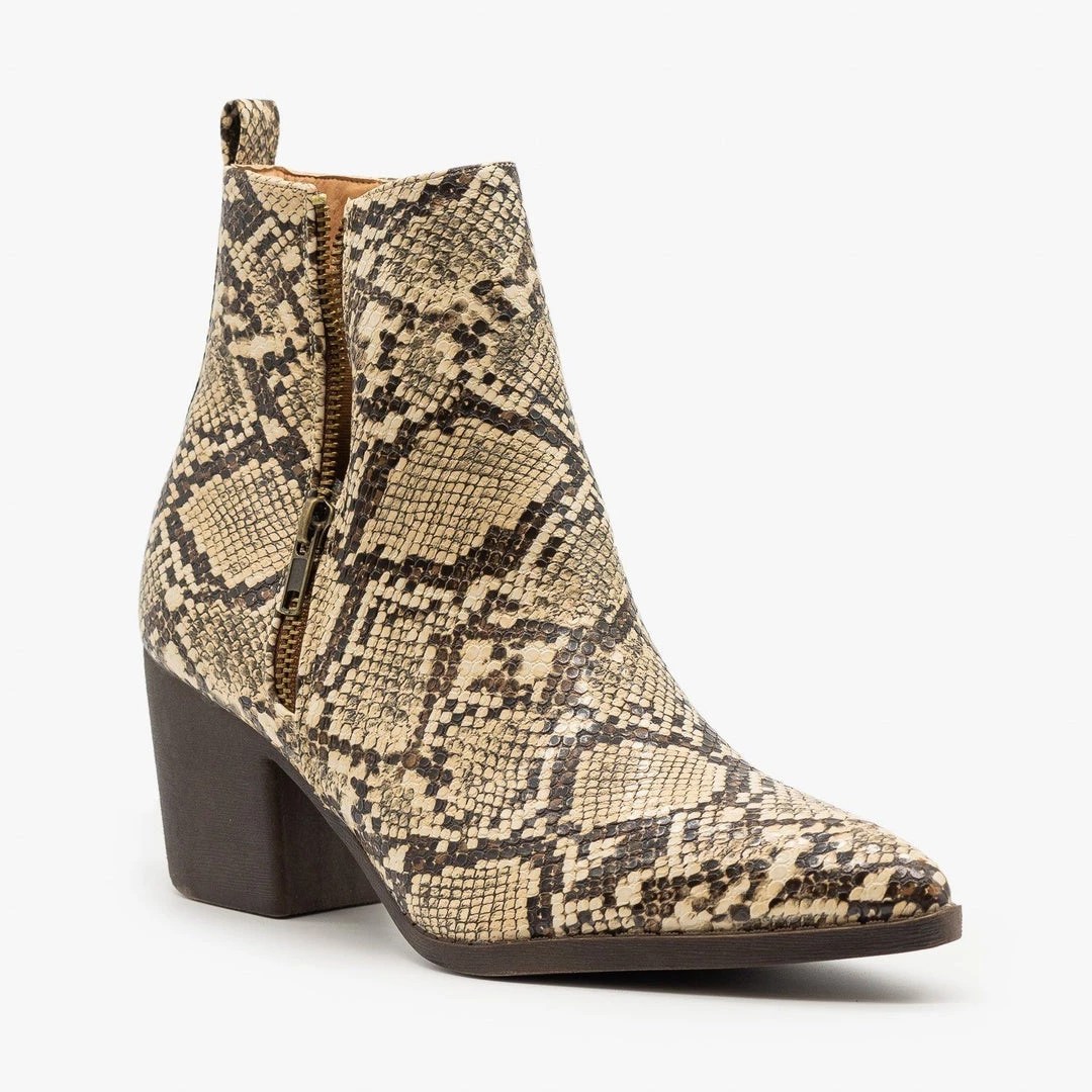 Mata Snake Side Zippered Booties 6 Mata Snake Side Zippered Booties