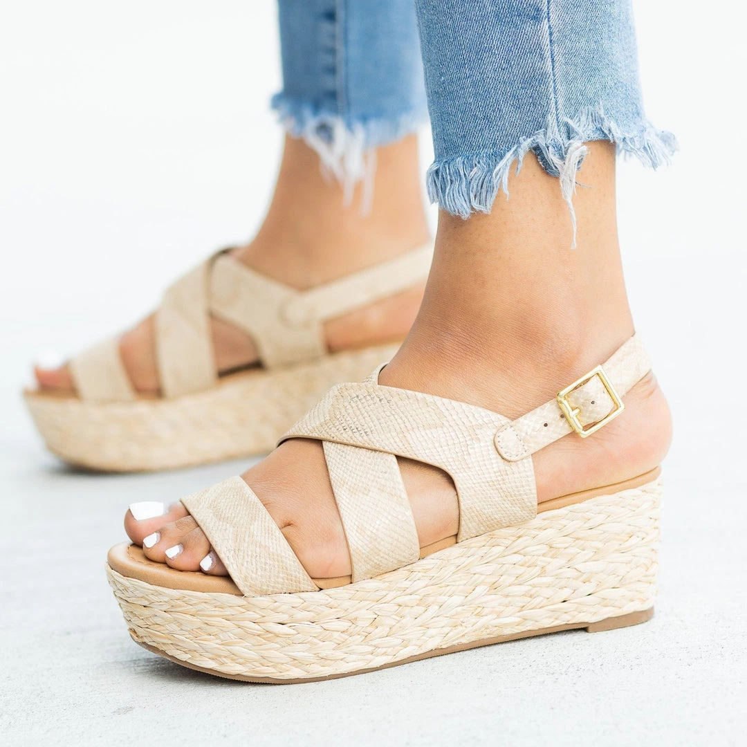 Soda Shoes Snakeskin Espadrille Flatform Wedges 2 Soda Shoes Snakeskin Espadrille Flatform Wedges