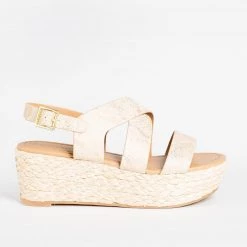 Soda Shoes Snakeskin Espadrille Flatform Wedges