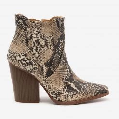 Qupid Shoes Snazzy Snake Print Booties Newest Arrivals