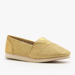 Soda Shoes Sparkly Gold Slip On Flats