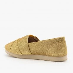 Soda Shoes Sparkly Gold Slip On Flats