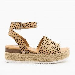 Soda Shoes Spotted Espadrille Flatform Wedges