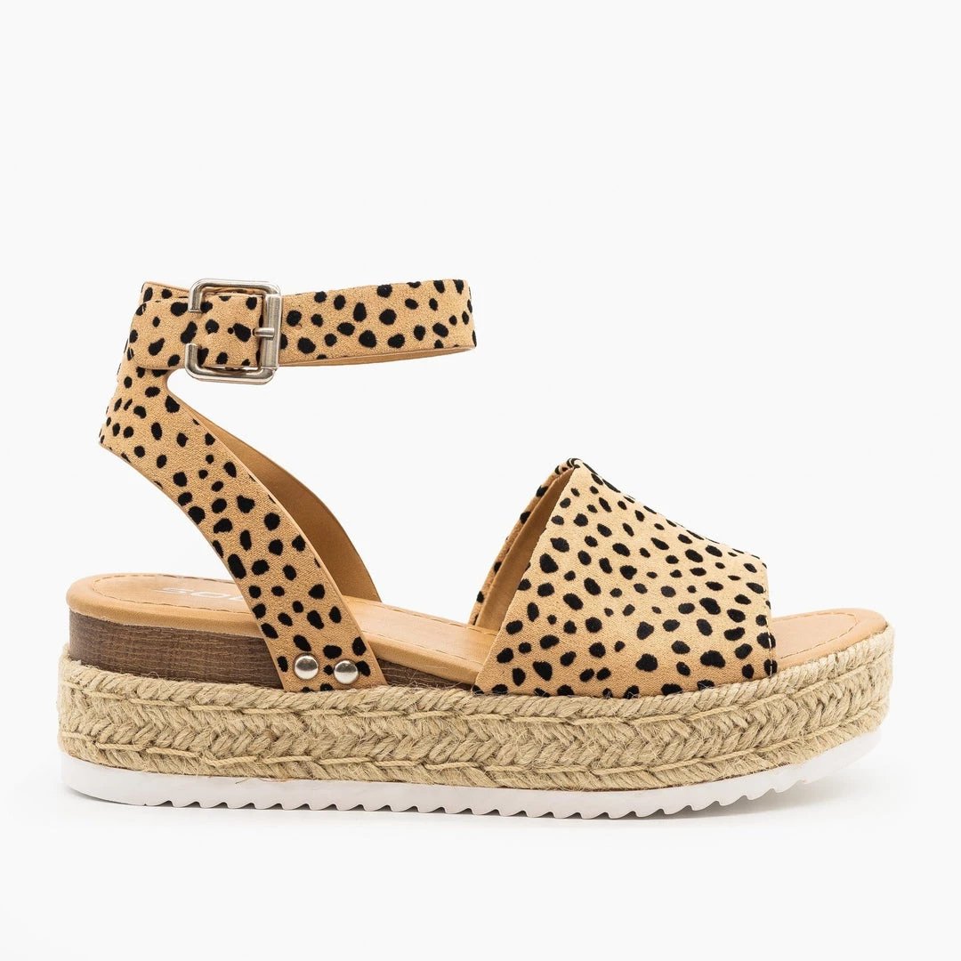 Soda Shoes Spotted Espadrille Flatform Wedges 1 Soda Shoes Spotted Espadrille Flatform Wedges