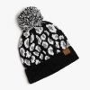 Shoetopia Black Leopard Pom CC Beanie