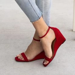 Bamboo Shoes Squared Toe Wedged Heels