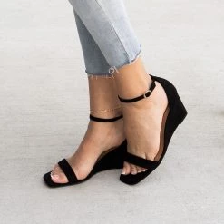 Bamboo Shoes Squared Toe Wedged Heels