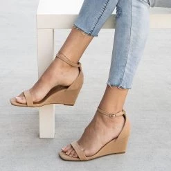 Bamboo Shoes Squared Toe Wedged Heels