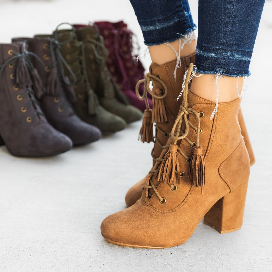 Nature Breeze Stacked Heel Lace Up Booties 17 Nature Breeze Stacked Heel Lace Up Booties