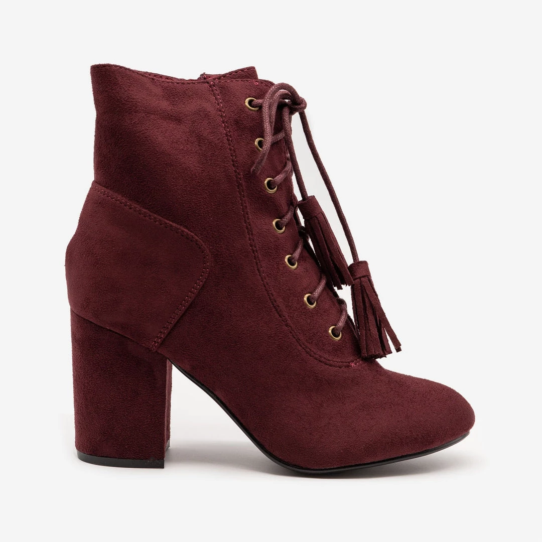 Nature Breeze Stacked Heel Lace Up Booties 10 Nature Breeze Stacked Heel Lace Up Booties