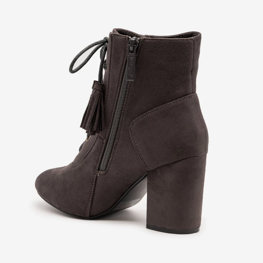 Nature Breeze Stacked Heel Lace Up Booties 9 Nature Breeze Stacked Heel Lace Up Booties