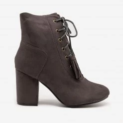 Nature Breeze Stacked Heel Lace Up Booties 25 Nature Breeze Stacked Heel Lace Up Booties