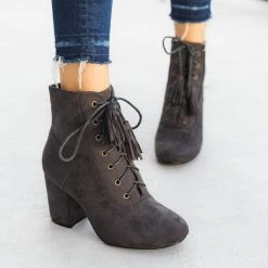 Nature Breeze Stacked Heel Lace Up Booties 31 Nature Breeze Stacked Heel Lace Up Booties