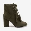 Nature Breeze Stacked Heel Lace Up Booties
