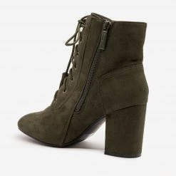 Nature Breeze Stacked Heel Lace Up Booties 21 Nature Breeze Stacked Heel Lace Up Booties