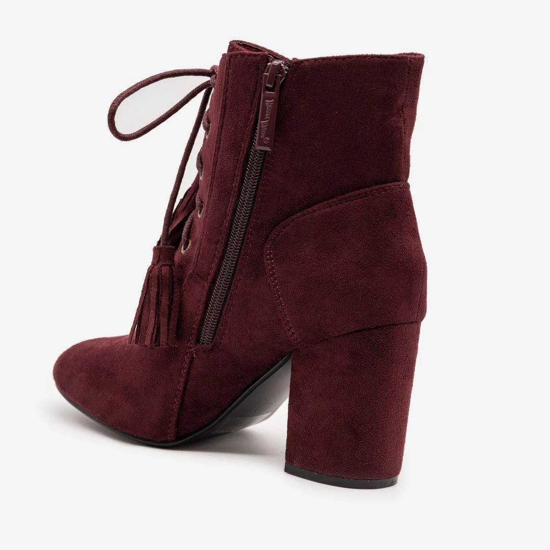 Nature Breeze Stacked Heel Lace Up Booties 12 Nature Breeze Stacked Heel Lace Up Booties