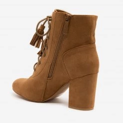 Nature Breeze Stacked Heel Lace Up Booties 24 Nature Breeze Stacked Heel Lace Up Booties
