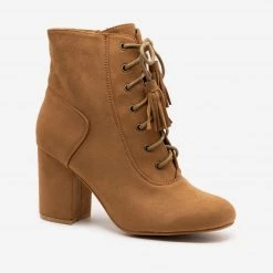 Nature Breeze Stacked Heel Lace Up Booties 23 Nature Breeze Stacked Heel Lace Up Booties