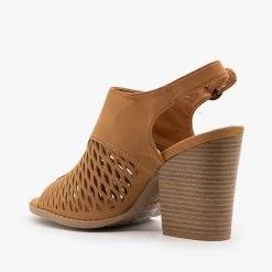 Qupid Shoes Stacked Heel Slingback Sandals Newest Arrivals