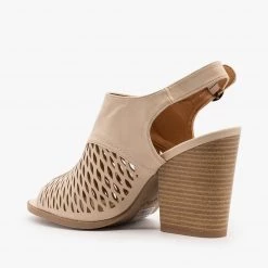 Qupid Shoes Stacked Heel Slingback Sandals Newest Arrivals