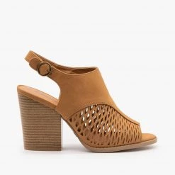 Qupid Shoes Stacked Heel Slingback Sandals Newest Arrivals