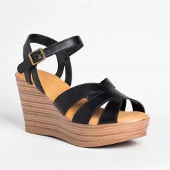 Bamboo Shoes Stacked Summer Wedges