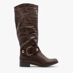 Reneeze Shoes Statement Crocodile Riding Boots