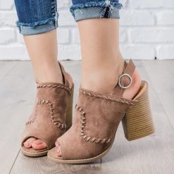 Qupid Shoes Newest Arrivals Stitched Chunky Heel Mules