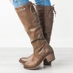 Mata Newest Arrivals Stitched Lace-Up Boots