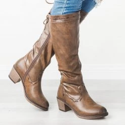 Mata Newest Arrivals Stitched Lace-Up Boots