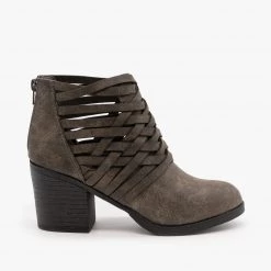 Bamboo Shoes Stitched Side Cut-Out Booties Newest Arrivals