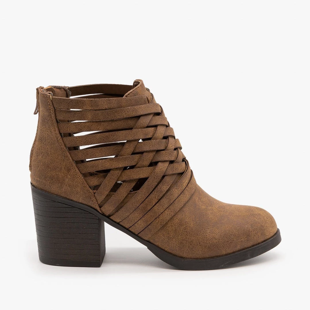 Bamboo Shoes Stitched Side Cut-Out Booties Newest Arrivals 1 Bamboo Shoes Stitched Side Cut-Out Booties Newest Arrivals