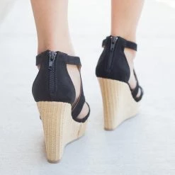 Qupid Shoes Strappy Basket Weave Platform Wedges Newest Arrivals