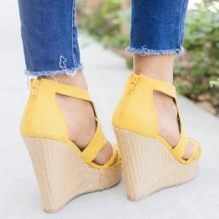 Qupid Shoes Strappy Basket Weave Platform Wedges Newest Arrivals