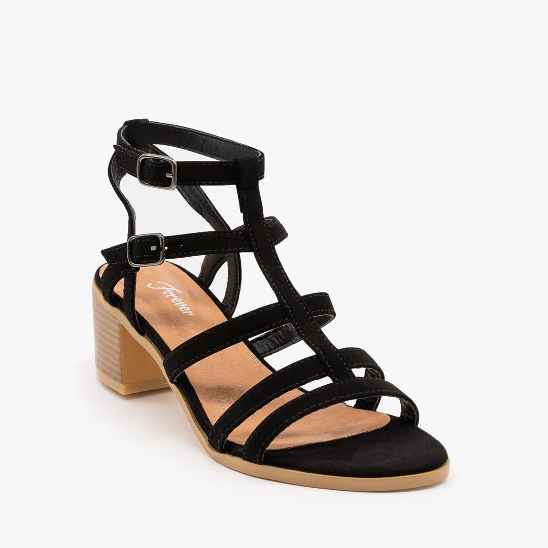 Forever Strappy Block Sandal Heels 1 Forever Strappy Block Sandal Heels