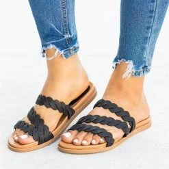 Bamboo Shoes Newest Arrivals Strappy Braided Slip-On Sandals