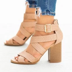 Qupid Shoes Strappy Buckled Fashion High-Heels Newest Arrivals