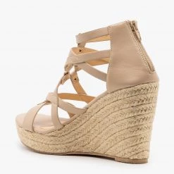 Refresh Strappy Caged Espadrille Wedges