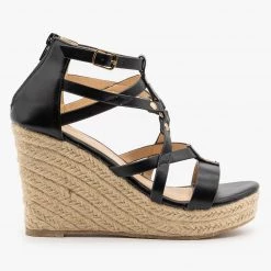 Refresh Strappy Caged Espadrille Wedges