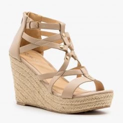 Refresh Strappy Caged Espadrille Wedges