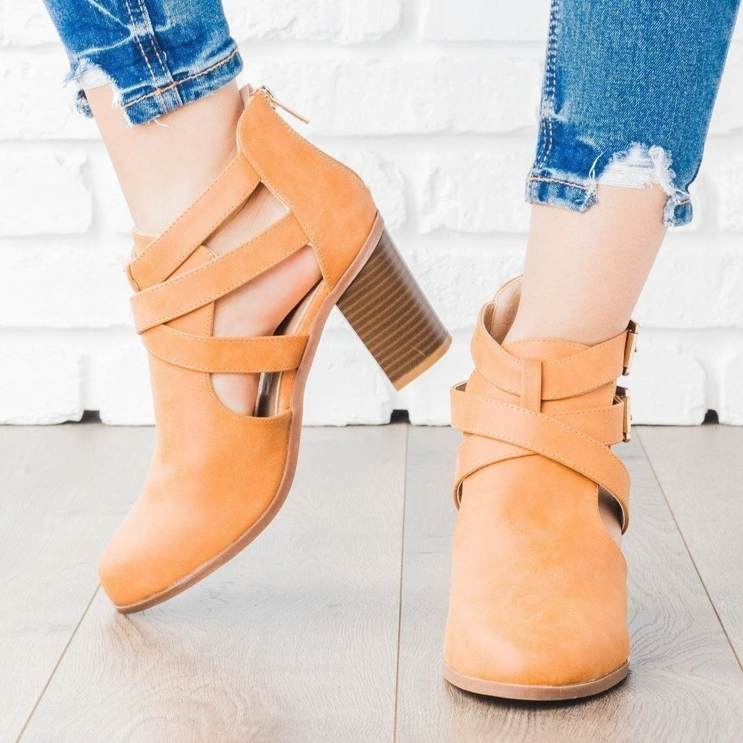 Bella Marie Newest Arrivals Strappy Chic Faux Leather Buckle Booties 4 Bella Marie Newest Arrivals Strappy Chic Faux Leather Buckle Booties