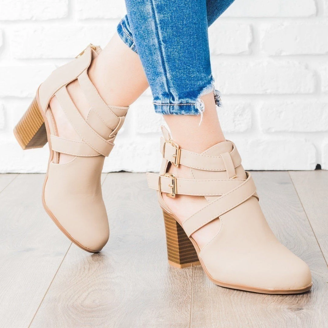 Bella Marie Newest Arrivals Strappy Chic Faux Leather Buckle Booties 9 Bella Marie Newest Arrivals Strappy Chic Faux Leather Buckle Booties