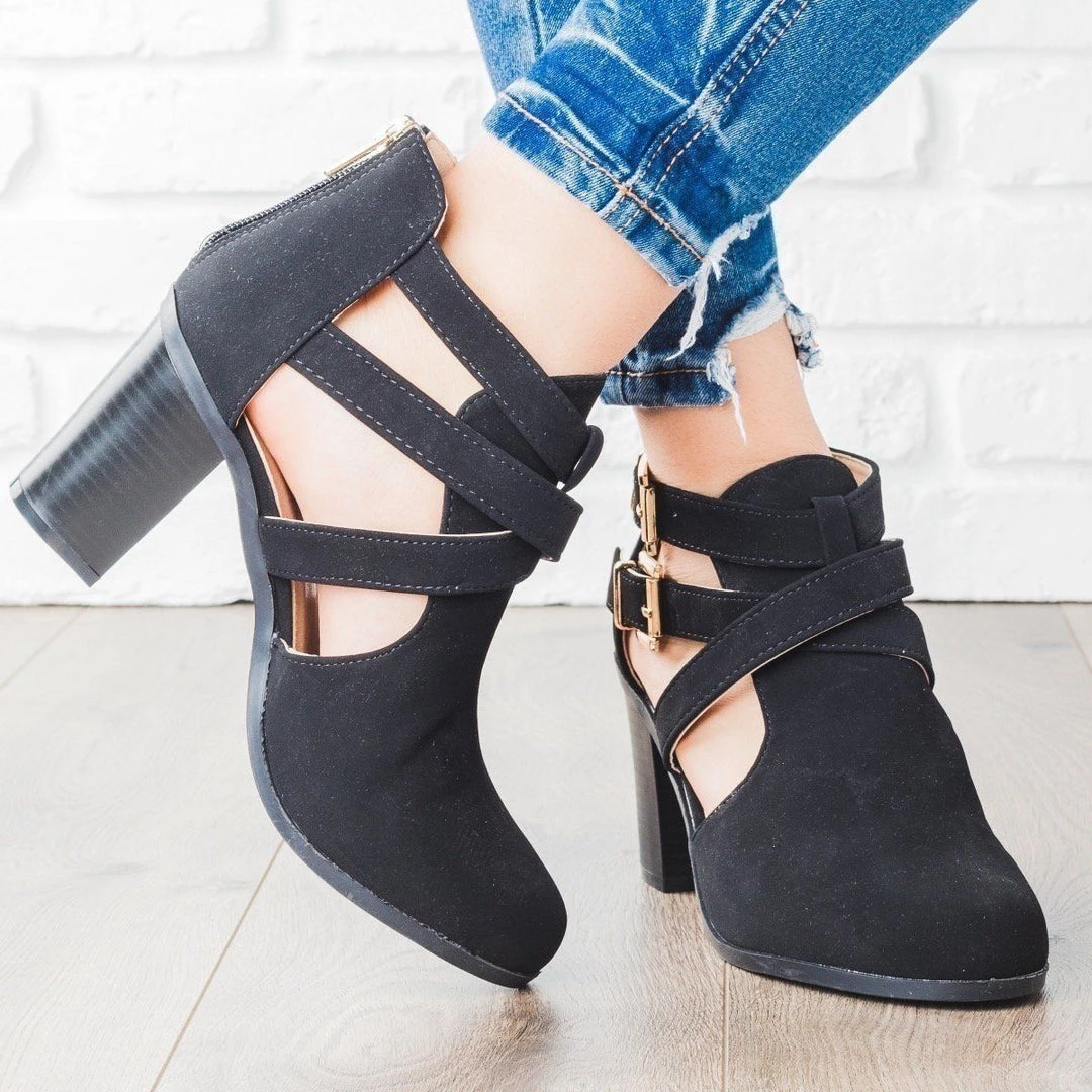 Bella Marie Newest Arrivals Strappy Chic Faux Leather Buckle Booties 2 Bella Marie Newest Arrivals Strappy Chic Faux Leather Buckle Booties
