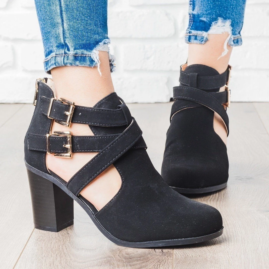 Bella Marie Newest Arrivals Strappy Chic Faux Leather Buckle Booties 5 Bella Marie Newest Arrivals Strappy Chic Faux Leather Buckle Booties