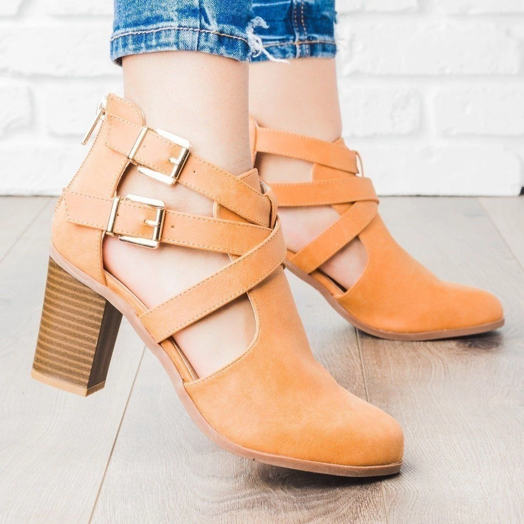 Bella Marie Newest Arrivals Strappy Chic Faux Leather Buckle Booties 1 Bella Marie Newest Arrivals Strappy Chic Faux Leather Buckle Booties